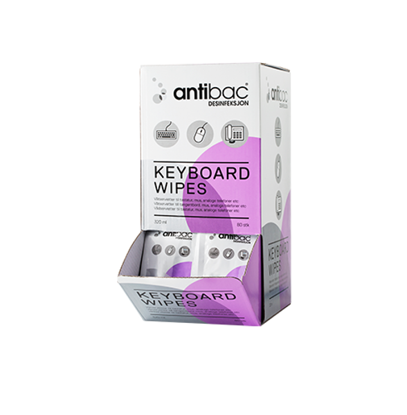 Bilde av Antibac Keyboard Wipes 75 % - enk. pk esk a 80 stk.